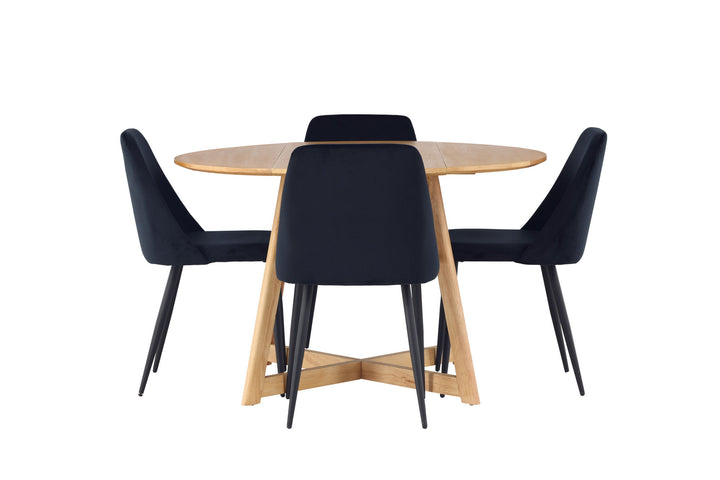 Venture Home Yakidon Dining Table - Rubberwood / Oaklook MDF +Night Dining Chair - Black / Black Velvet _4