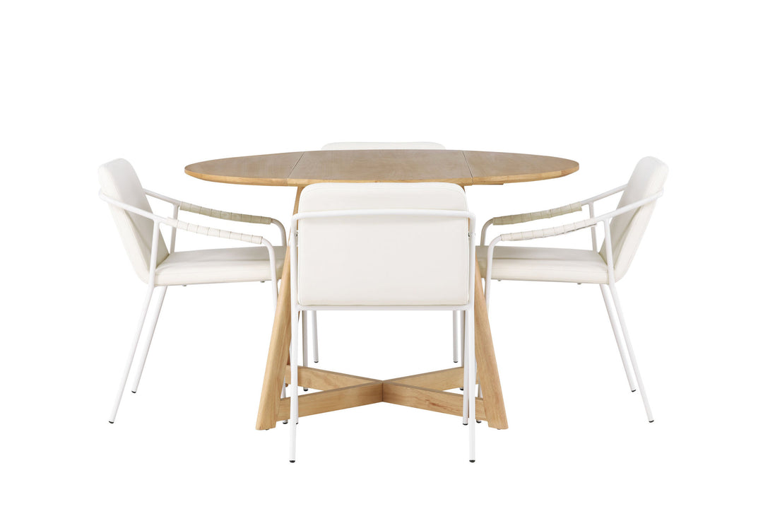 Venture Home Yakidon Dining Table - Rubberwood / Oaklook MDF +Tvist Dining Chair - Beige / Beige PU _4
