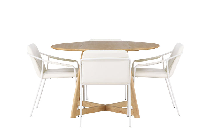 Venture Home Yakidon Dining Table - Rubberwood / Oaklook MDF +Tvist Dining Chair - Beige / Beige PU _4