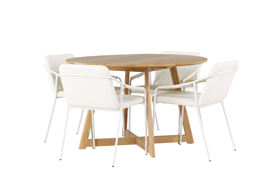 Venture Home Yakidon Dining Table - Rubberwood / Oaklook MDF +Tvist Dining Chair - Beige / Beige PU _4