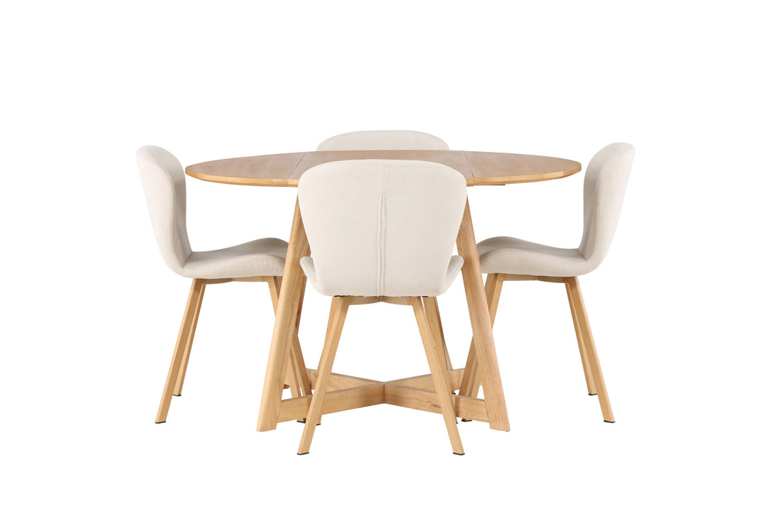 Venture Home Yakidon Dining Table - Rubberwood / Oaklook MDF +Lilja Dining Chair - Oaklook / Beige Fabric _4
