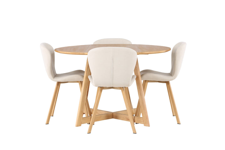 Venture Home Yakidon Dining Table - Rubberwood / Oaklook MDF +Lilja Dining Chair - Oaklook / Beige Fabric _4