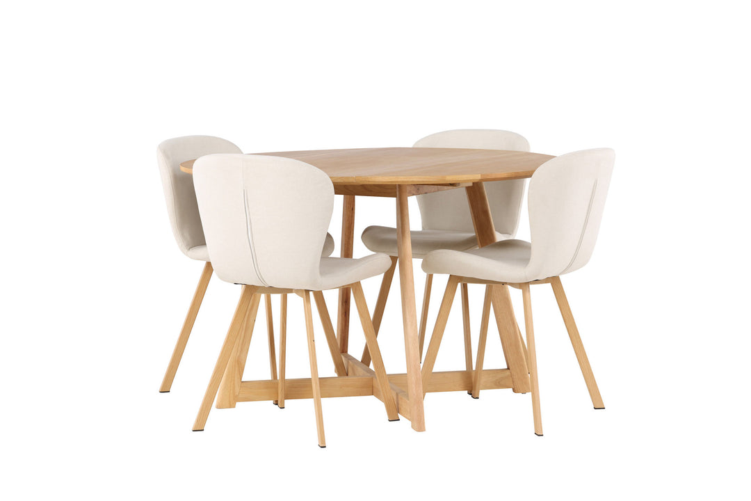 Venture Home Yakidon Dining Table - Rubberwood / Oaklook MDF +Lilja Dining Chair - Oaklook / Beige Fabric _4