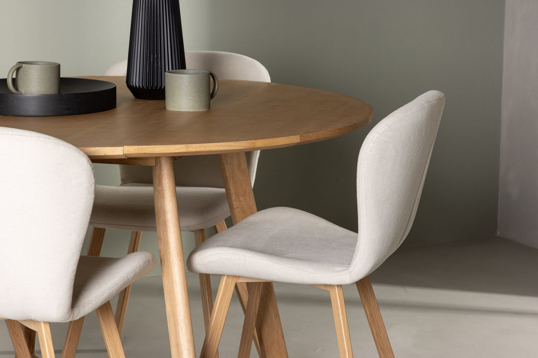 Venture Home Yakidon Dining Table - Rubberwood / Oaklook MDF +Lilja Dining Chair - Oaklook / Beige Fabric _4
