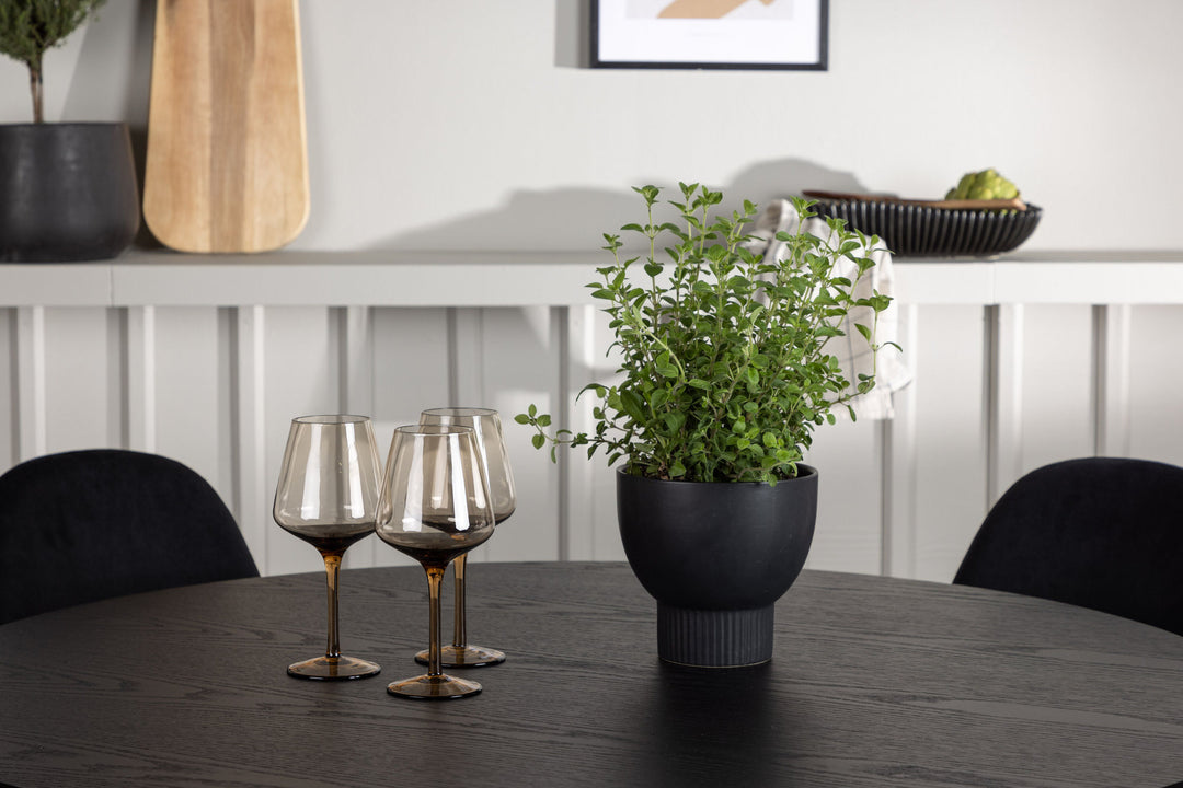 Venture Home Olivia Dining Table - Black / Black Veneer +Polar Dining Chair - Black Velvet / Chrome _4