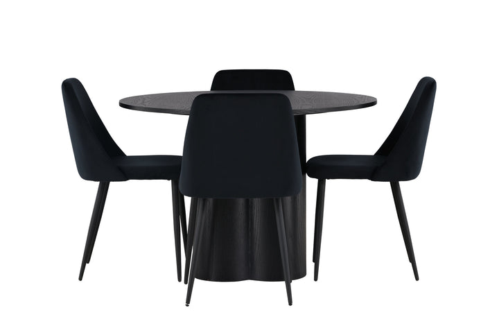 Venture Home Olivia Dining Table - Black / Black Veneer +Night Dining Chair - Black / Black Velvet _4