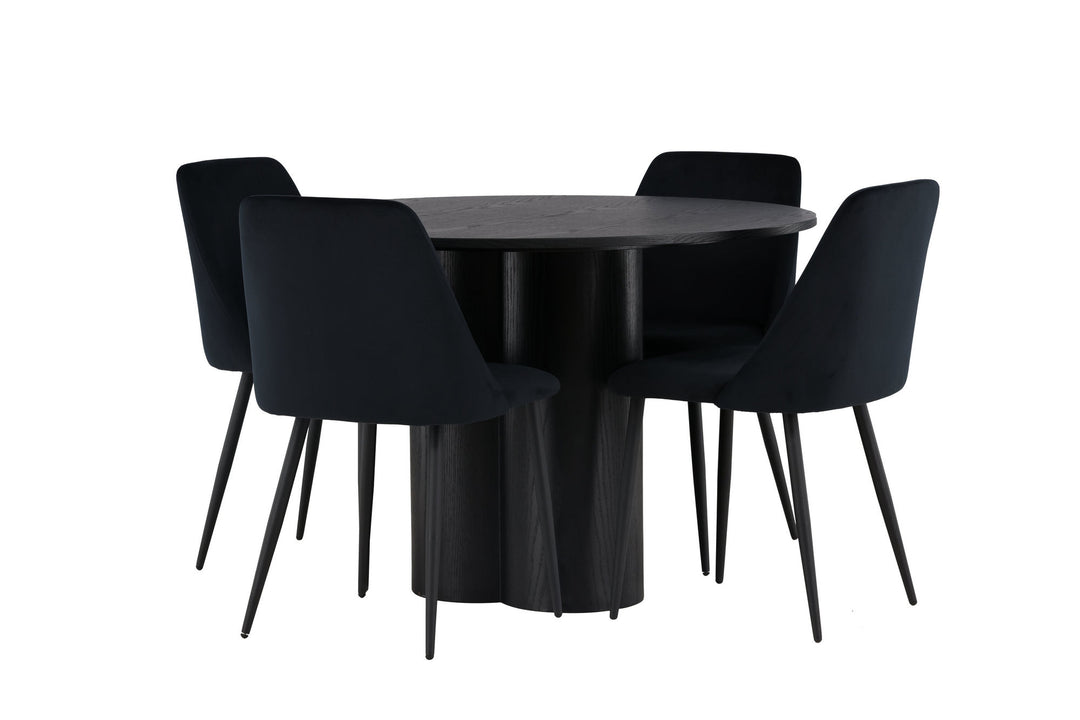Venture Home Olivia Dining Table - Black / Black Veneer +Night Dining Chair - Black / Black Velvet _4