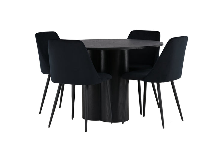 Venture Home Olivia Dining Table - Black / Black Veneer +Night Dining Chair - Black / Black Velvet _4