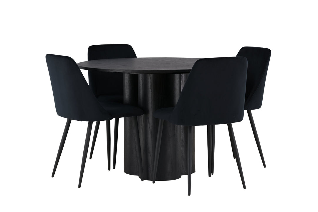 Venture Home Olivia Dining Table - Black / Black Veneer +Night Dining Chair - Black / Black Velvet _4