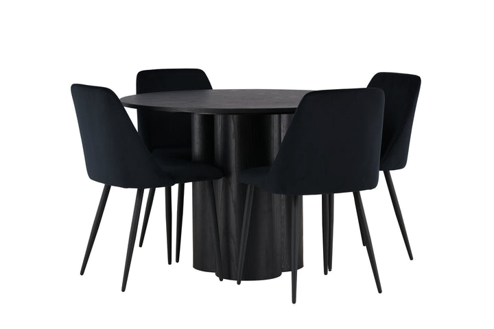 Venture Home Olivia Dining Table - Black / Black Veneer +Night Dining Chair - Black / Black Velvet _4