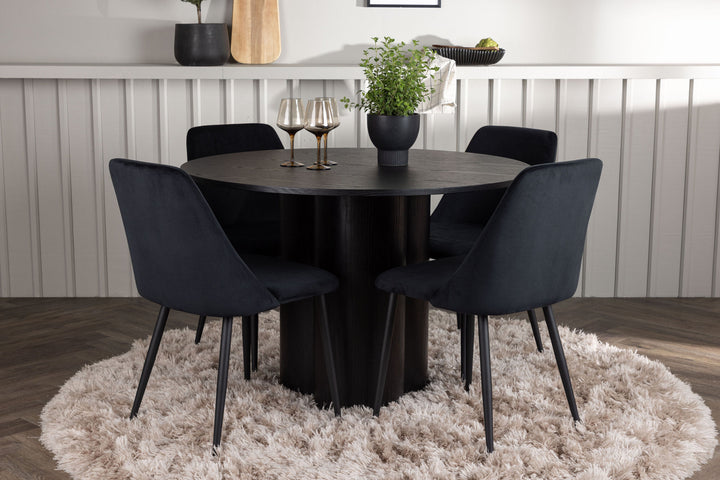 Venture Home Olivia Dining Table - Black / Black Veneer +Night Dining Chair - Black / Black Velvet _4
