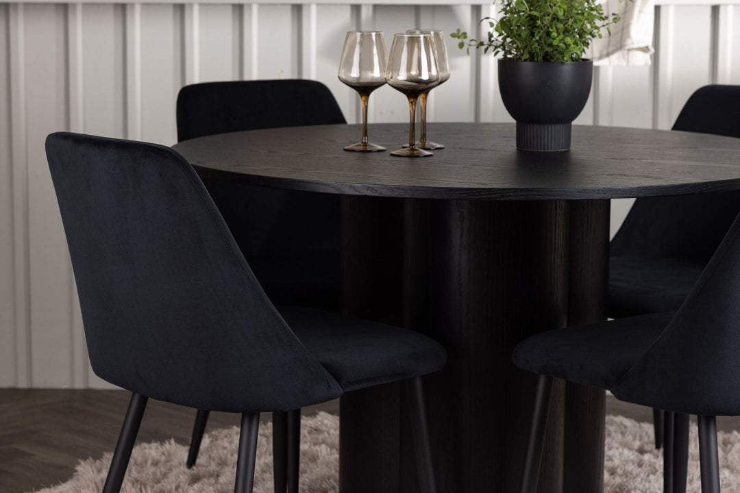 Venture Home Olivia Dining Table - Black / Black Veneer +Night Dining Chair - Black / Black Velvet _4