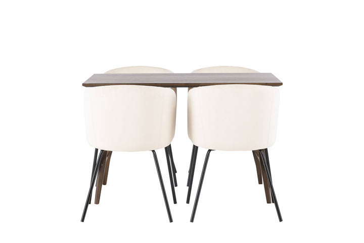 Venture Home Kaseidon Dining Table - Rubberwood / Dark Brown MDF +Berit Chair - Black / Beige Velvet _4