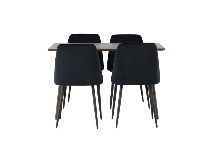 Venture Home Kaseidon Dining Table - Rubberwood / Dark Brown MDF +Night Dining Chair - Black / Black Velvet _4