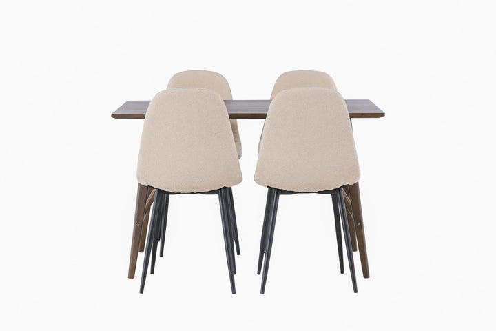 Venture Home Kaseidon Dining Table - Rubberwood / Dark Brown MDF +Polar Dining Chair - Black / Beige Boucle _4