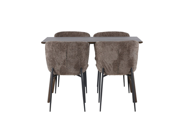 Venture Home Kaseidon Dining Table - Rubberwood / Dark Brown MDF +Modesto Dining Chair - Grey / Smoked Black Boucle _4