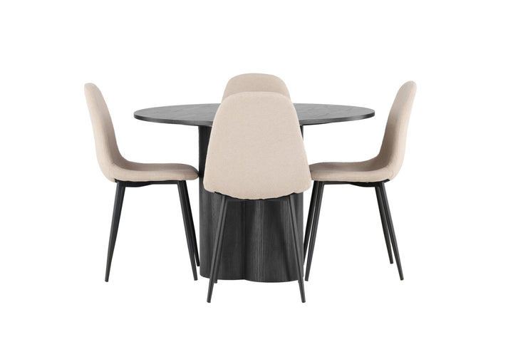 Venture Home Olivia Dining Table - Black / Black Veneer +Polar Dining Chair - Black / Beige Boucle _4