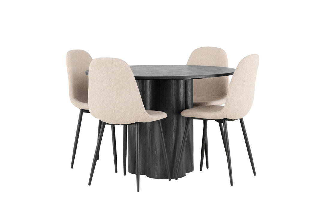 Venture Home Olivia Dining Table - Black / Black Veneer +Polar Dining Chair - Black / Beige Boucle _4