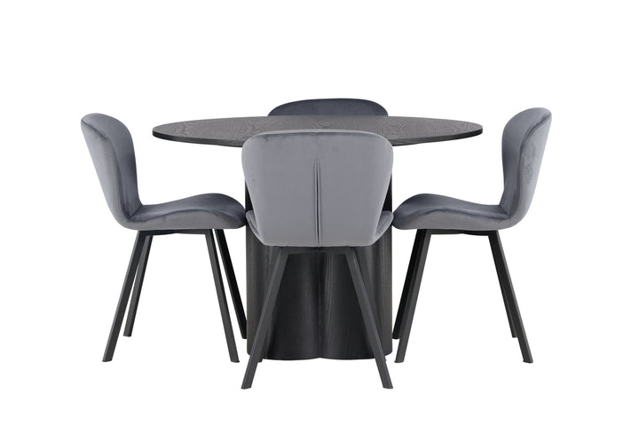 Venture Home Olivia Dining Table - Black / Black Veneer +Lilja Dining Chair - Black / Dark grey Fabric _4