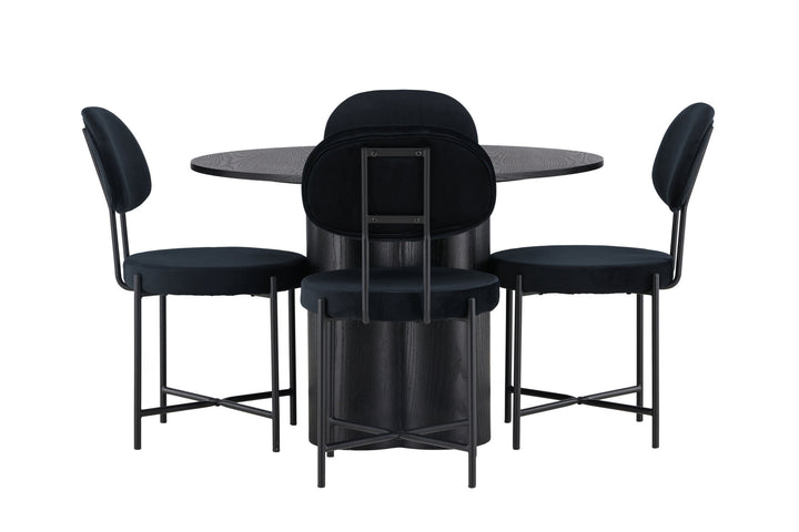 Venture Home Olivia Dining Table - Black / Black Veneer +Stella Dining Chair - Black / Black Velvet _4