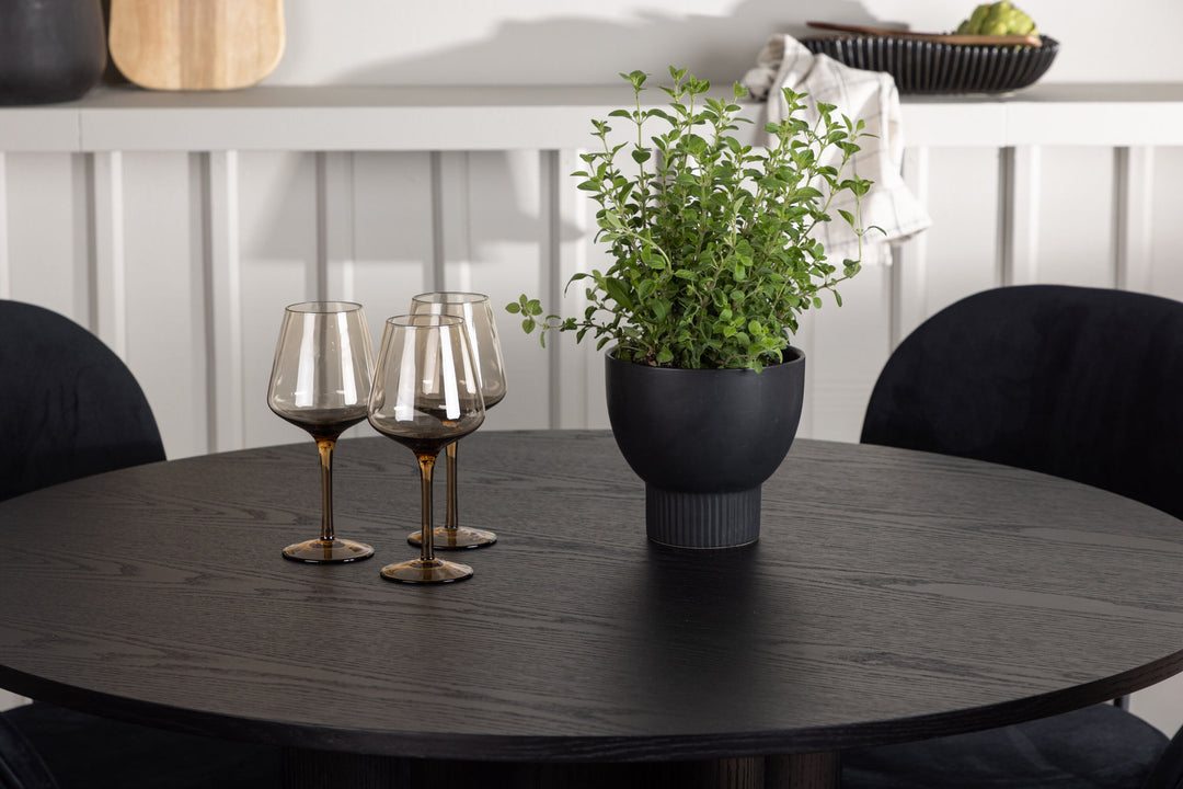 Venture Home Olivia Dining Table - Black / Black Veneer +Stella Dining Chair - Black / Black Velvet _4