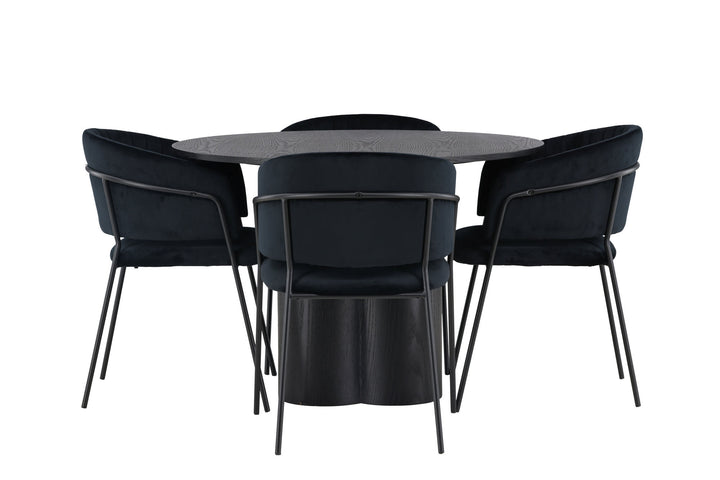 Venture Home Olivia Dining Table - Black / Black Veneer +Selma Dining Chair - Black / Black Velvet _4