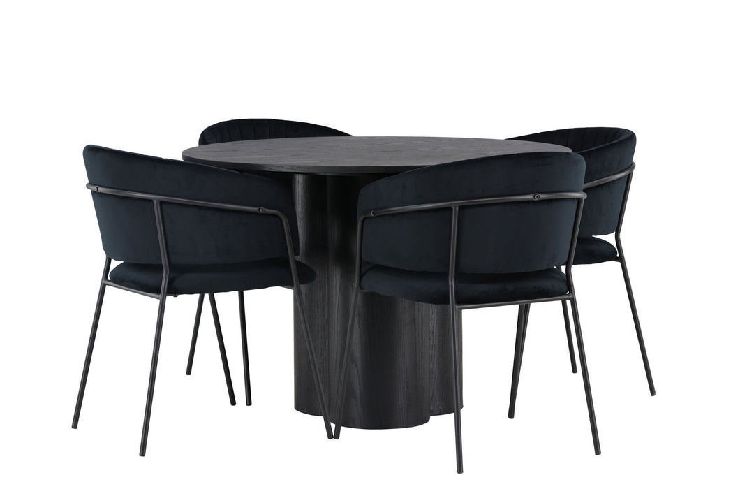 Venture Home Olivia Dining Table - Black / Black Veneer +Selma Dining Chair - Black / Black Velvet _4