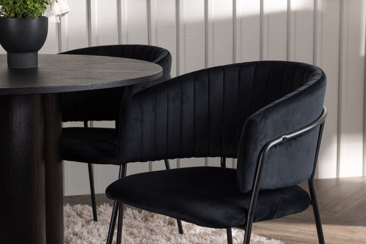 Venture Home Olivia Dining Table - Black / Black Veneer +Selma Dining Chair - Black / Black Velvet _4
