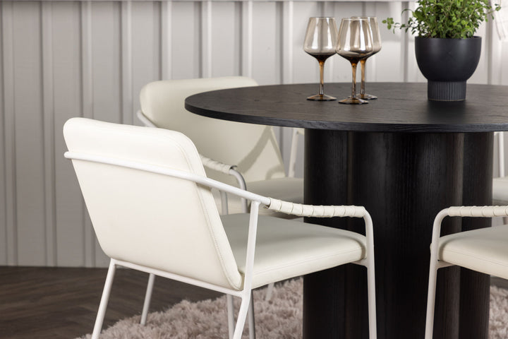 Venture Home Olivia Dining Table - Black / Black Veneer +Tvist Dining Chair - Beige / Beige PU _4