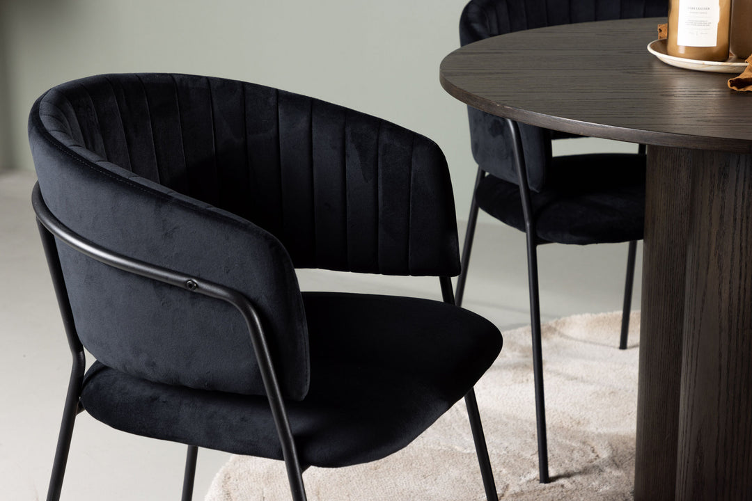 Venture Home Olivia Dining Table - Mocca / Mocca Veneer +Selma Dining Chair - Black / Black Velvet _4