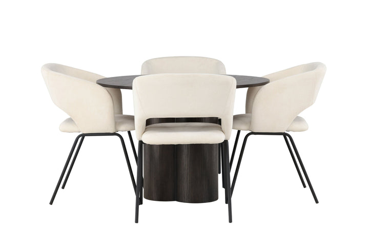 Venture Home Olivia Dining Table - Mocca / Mocca Veneer +Day Dining Chair - Matte black / White Linen _4
