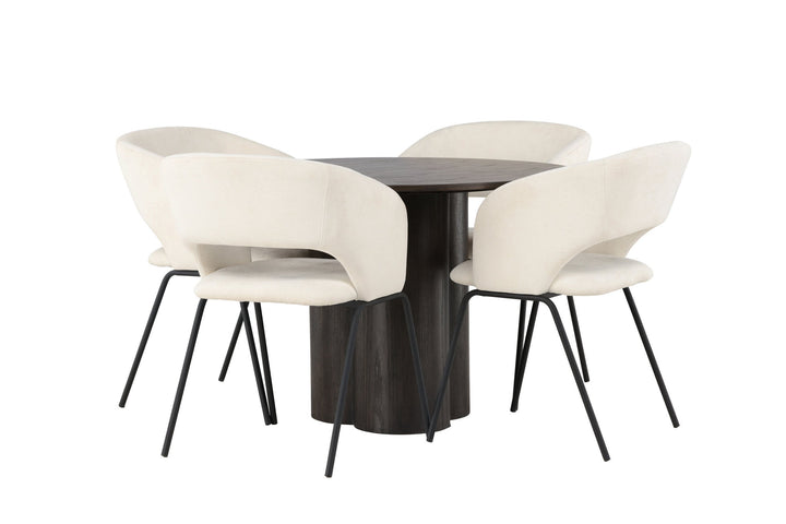 Venture Home Olivia Dining Table - Mocca / Mocca Veneer +Day Dining Chair - Matte black / White Linen _4