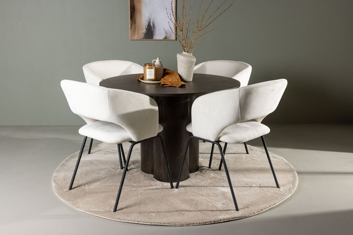 Venture Home Olivia Dining Table - Mocca / Mocca Veneer +Day Dining Chair - Matte black / White Linen _4