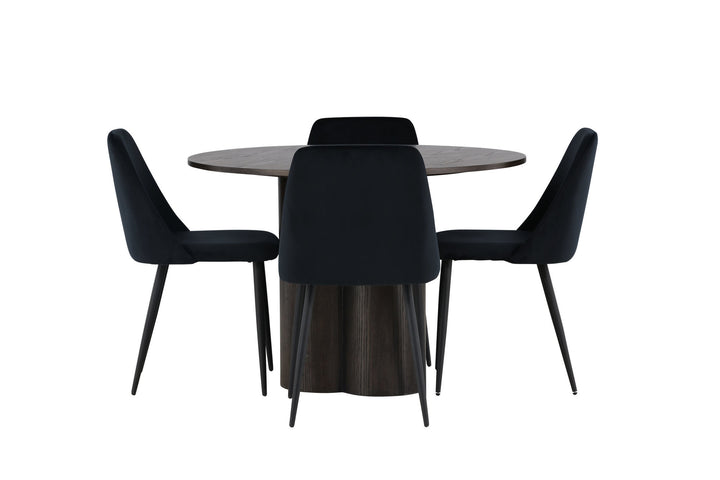 Venture Home Olivia Dining Table - Mocca / Mocca Veneer +Night Dining Chair - Black / Black Velvet _4
