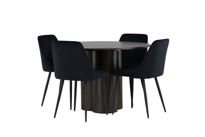 Venture Home Olivia Dining Table - Mocca / Mocca Veneer +Night Dining Chair - Black / Black Velvet _4