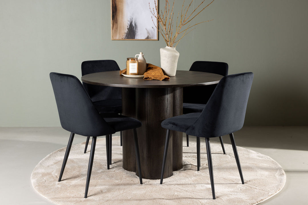 Venture Home Olivia Dining Table - Mocca / Mocca Veneer +Night Dining Chair - Black / Black Velvet _4