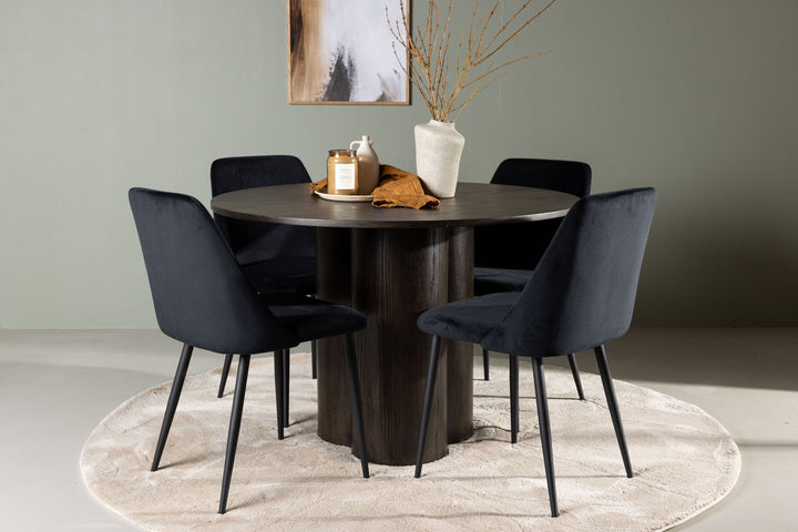 Venture Home Olivia Dining Table - Mocca / Mocca Veneer +Night Dining Chair - Black / Black Velvet _4