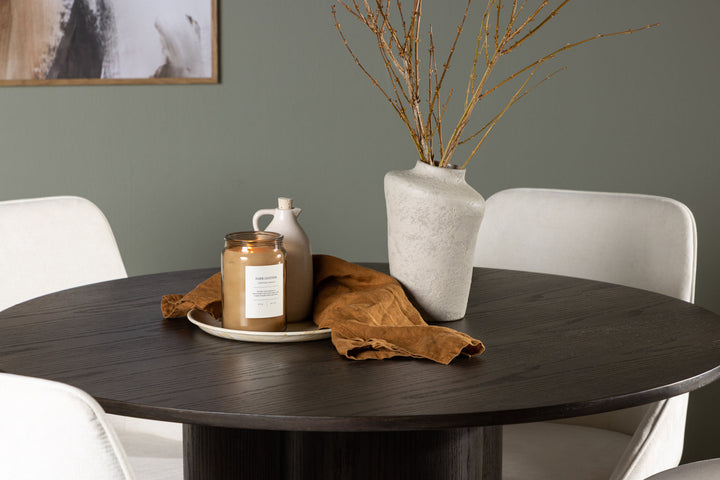 Venture Home Olivia Dining Table - Mocca / Mocca Veneer +Rosie Dining Chair - Black / Beige Fabric _4