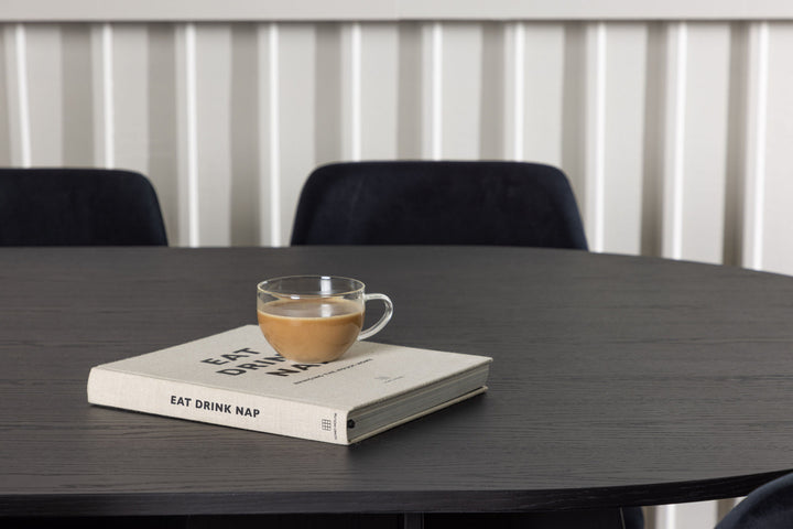 Venture Home Bootcut Oval Dining Table - Black / Black Fanéer +Night Dining Chair - Black / Black Velvet _6