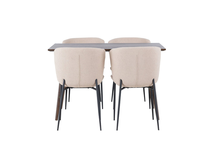 Venture Home Kaseidon Dining Table - Rubberwood / Dark Brown MDF +Modesto Dining Chair - Beige / Beige Boucle _4