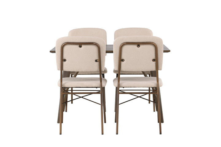 Venture Home Kaseidon Dining Table - Rubberwood / Dark Brown MDF +Seda Dining Chair - Matte brown / Beige Fabric _4