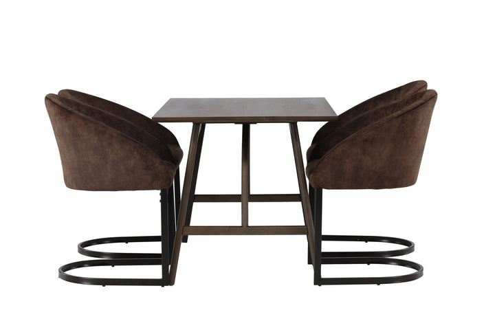 Venture Home Kaseidon Dining Table - Rubberwood / Dark Brown MDF +Evening Dining Chair - Matte brown / Brown Fabric _4