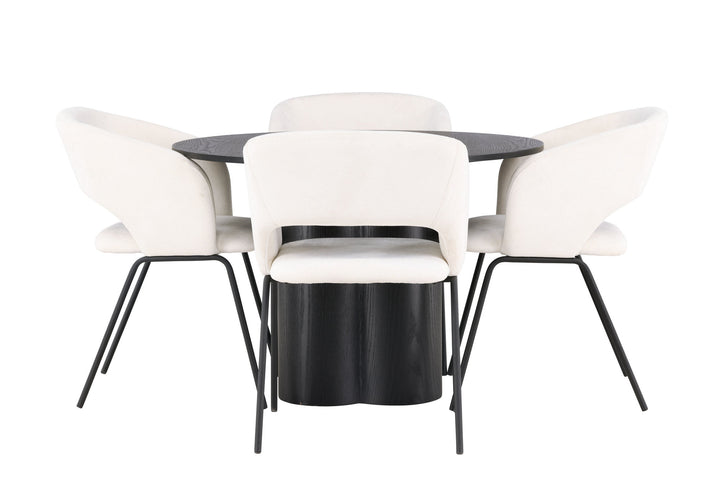 Venture Home Olivia Dining Table - Black / Black Veneer +Day Dining Chair - Matte black / White Linen _4