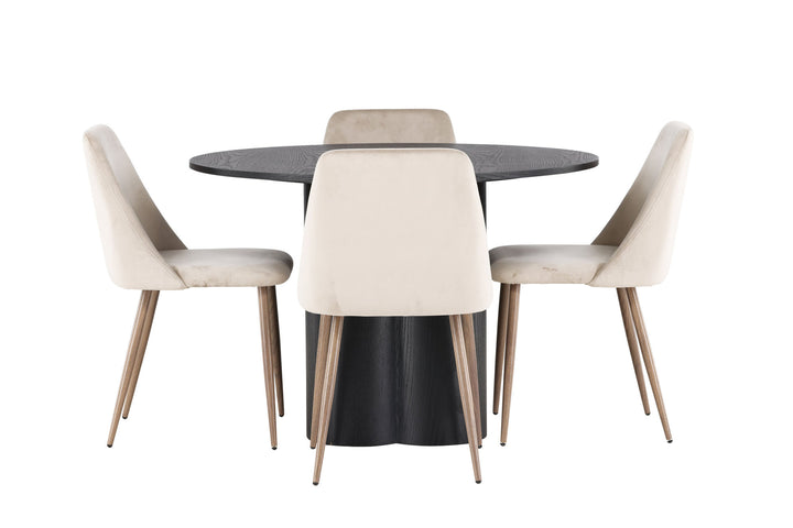 Venture Home Olivia Dining Table - Black / Black Veneer +Night Dining Chair - Dark walnut / Mocca / Brown Fabric _4