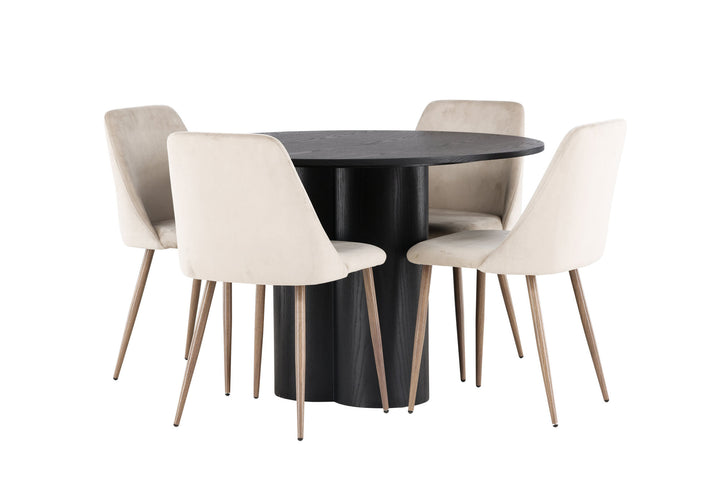 Venture Home Olivia Dining Table - Black / Black Veneer +Night Dining Chair - Dark walnut / Mocca / Brown Fabric _4