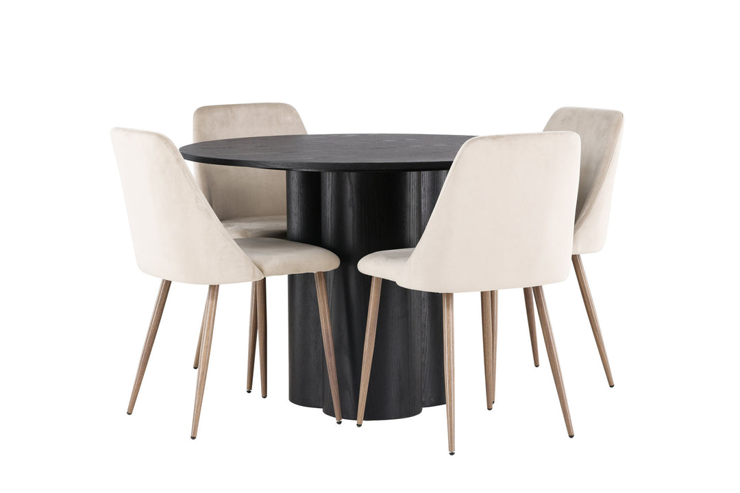 Venture Home Olivia Dining Table - Black / Black Veneer +Night Dining Chair - Dark walnut / Mocca / Brown Fabric _4