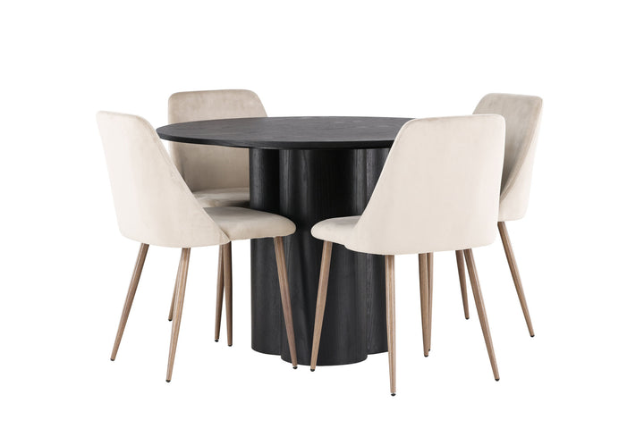 Venture Home Olivia Dining Table - Black / Black Veneer +Night Dining Chair - Dark walnut / Mocca / Brown Fabric _4