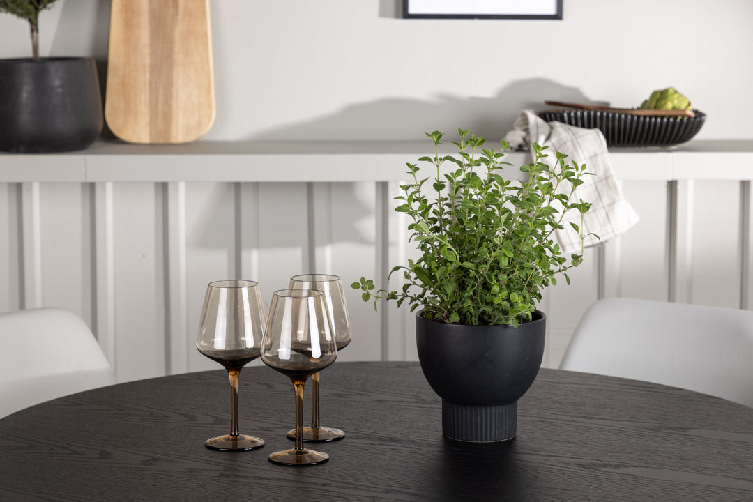 Venture Home Olivia Dining Table - Black / Black Veneer +Night Dining Chair - Black / White PU _4