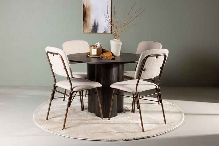 Venture Home Olivia Dining Table - Mocca / Mocca Veneer +Seda Dining Chair - Matte brown / Beige Fabric _4
