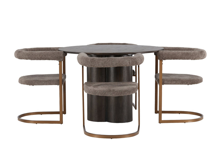 Venture Home Olivia Dining Table - Mocca / Mocca Veneer +Morning Dining Chair - Black / Black Boucle _4